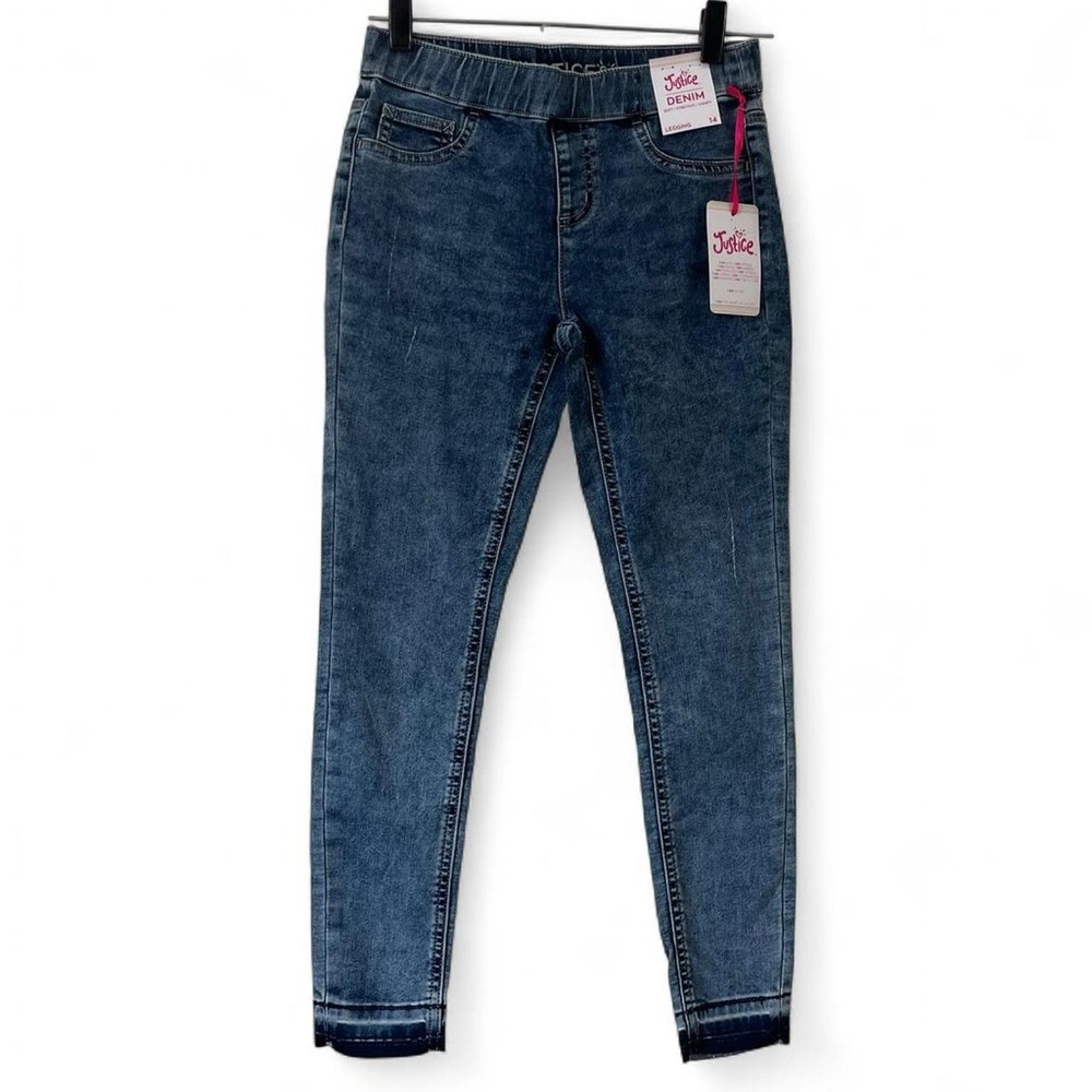 Mid Rise Medium Dark Wash Skinny Leg Denim Leggings Justice Girls XL 14 Jeans